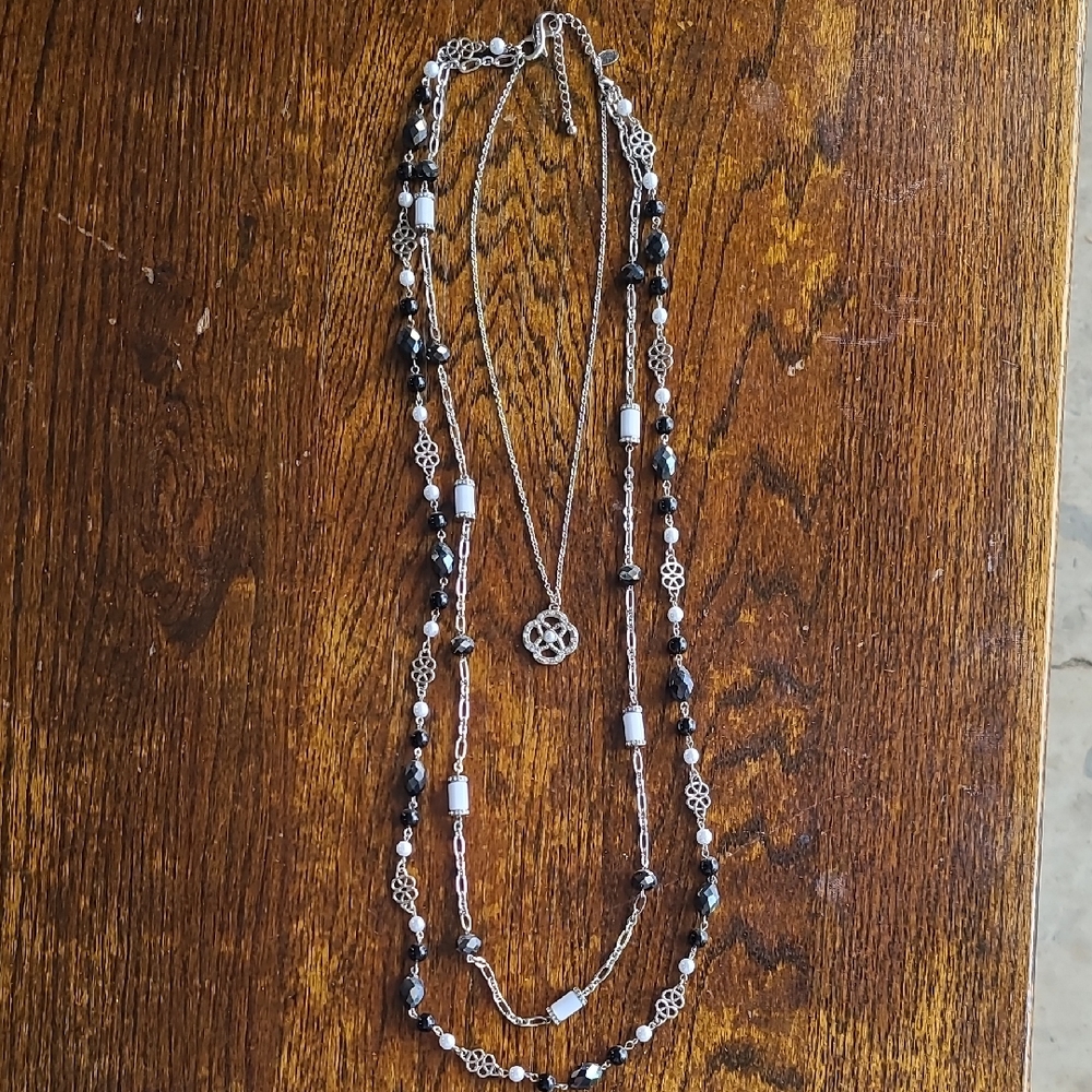 Lia Sophia Silver and Black Double-Strand Necklace